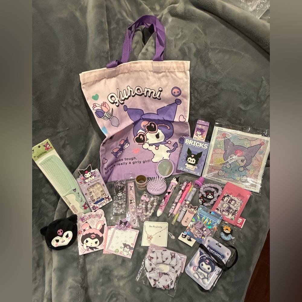 💜Sanrio Kuromi Purple Canvas Tote Bag and 20+ Accessories